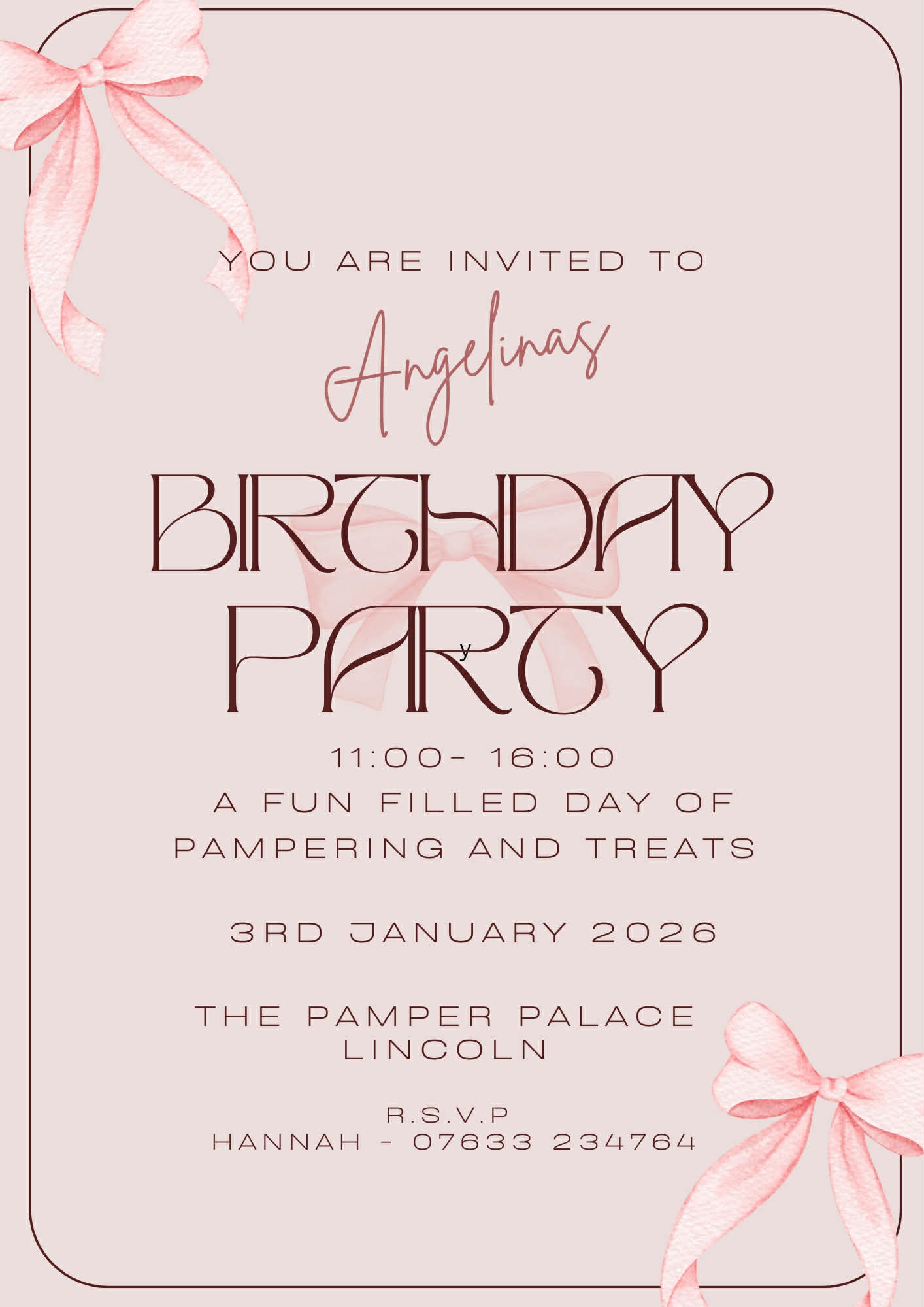Bow Themed Party Invitations