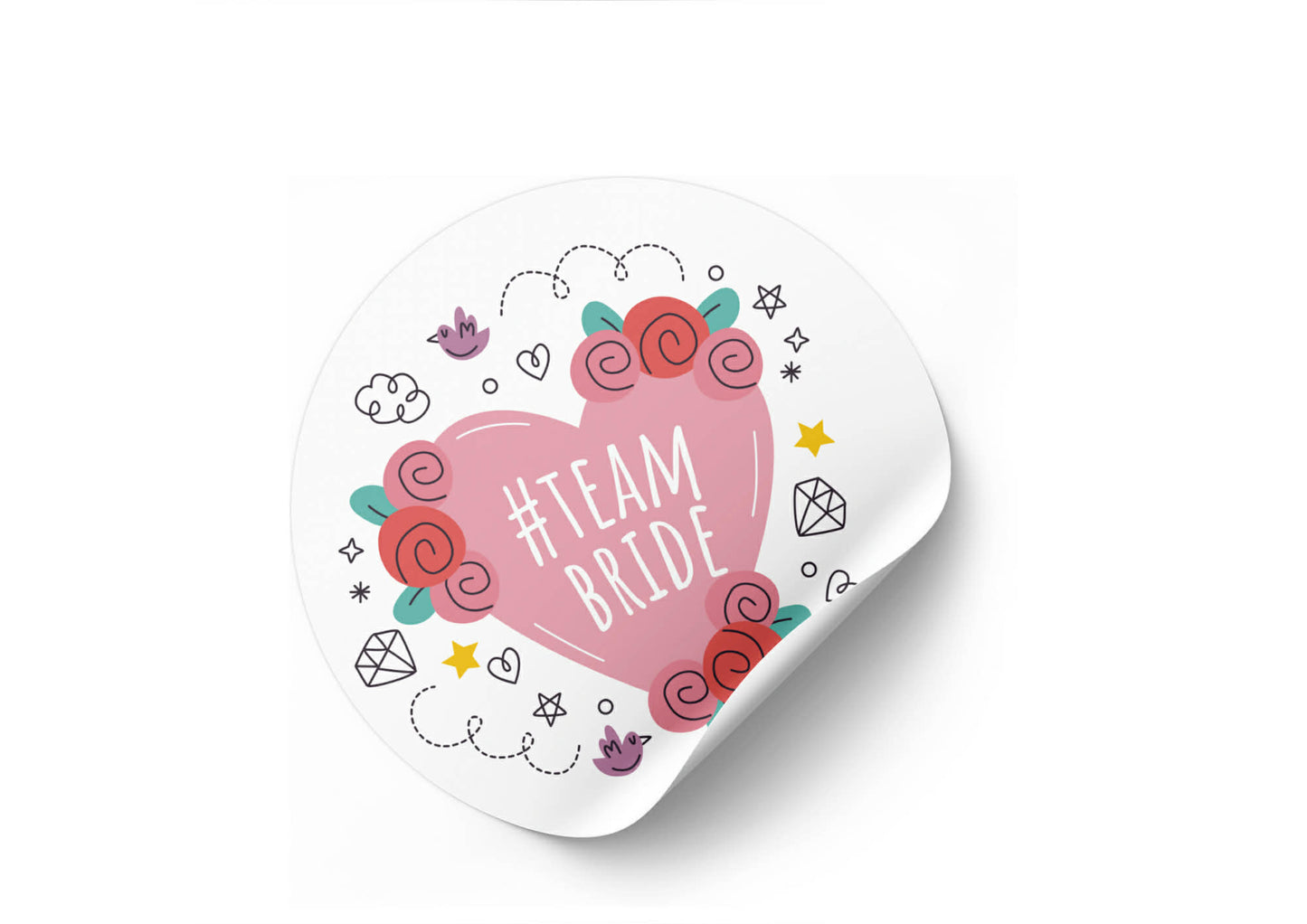 #Team Bride Round Peel & Stick Stickers