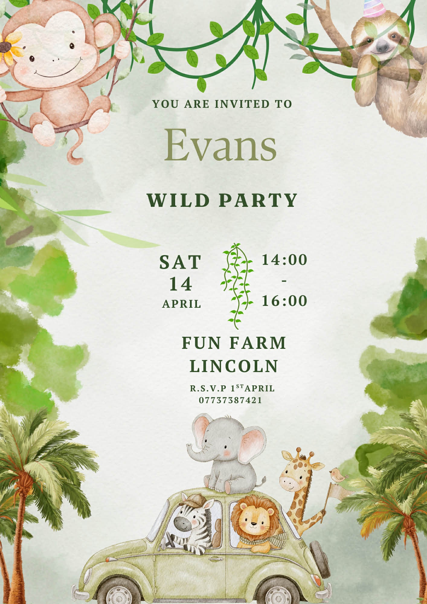 Wild Themed Party Invitations