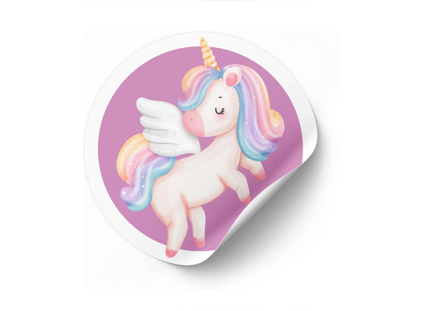Unicorn Party Themed Round Peel & Stick Stickers