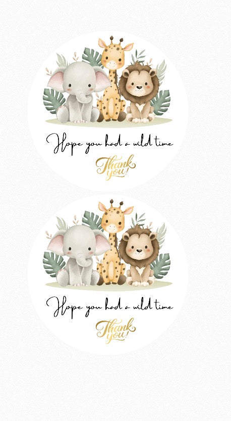 Safari Animal Themed Thank-you Round Peel And Stick Stickers