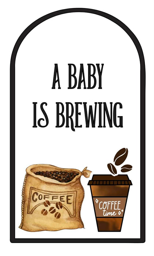 A Baby Is Brewing Arch Board Vinyl & Sticker Set Up