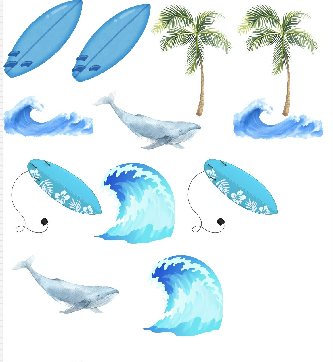 Surfs Up Themed Sticker Set Up