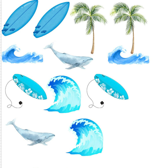 Surfs Up Themed Sticker Set Up