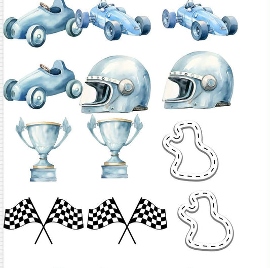 Racing Car Themed Sticker Set Up