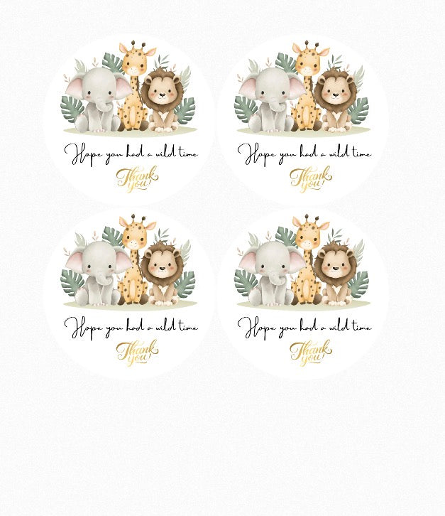 Safari Animal Themed Thank-you Round Peel And Stick Stickers