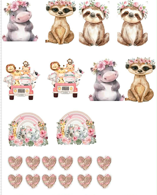 Pink Safari Themed Sticker Set Up