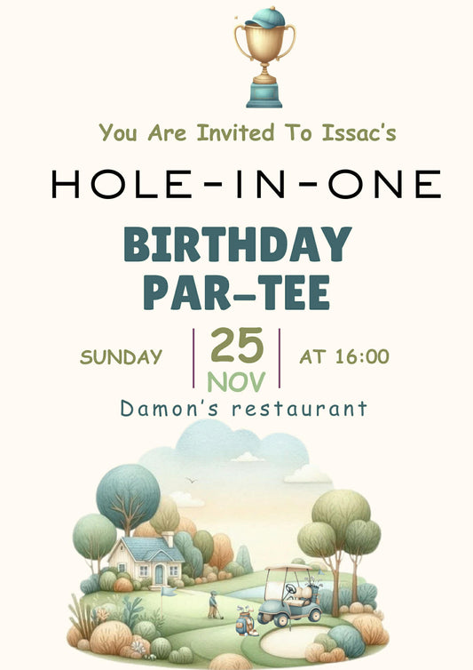 Golf Hole In One Themed Party Invitations