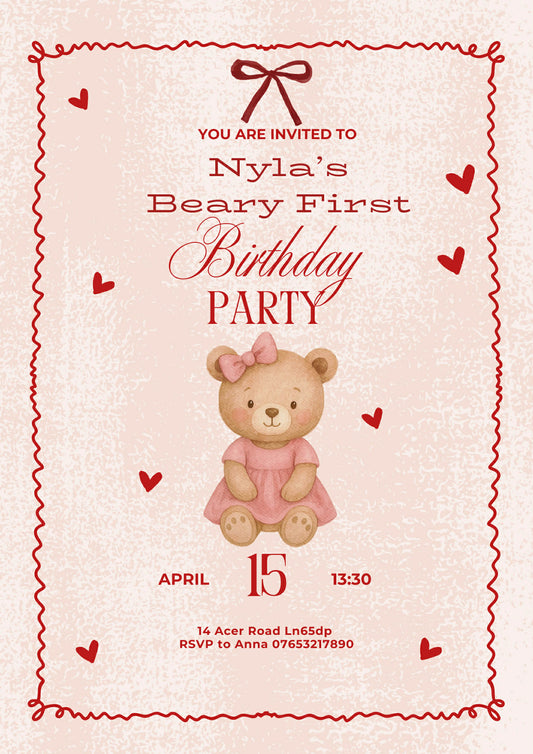 Teddy Bear Themed Party Invitations