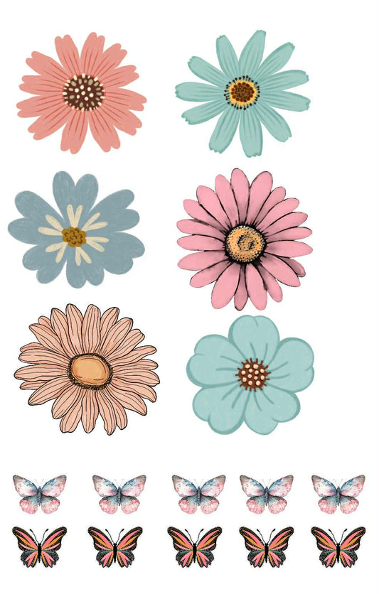 Floral/Butterfly Themed Sticker Set Up