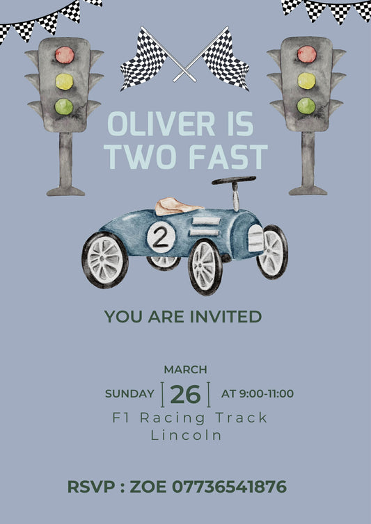 Racing Themed Party Invitations