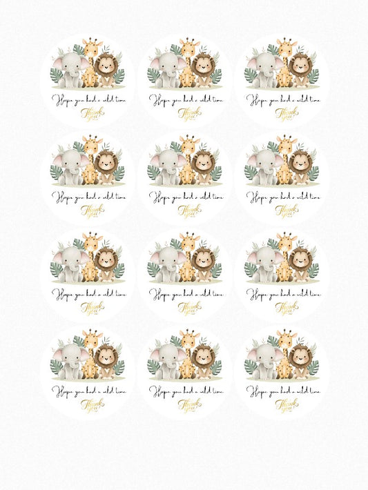 Safari Animal Themed Thank-you Round Peel And Stick Stickers