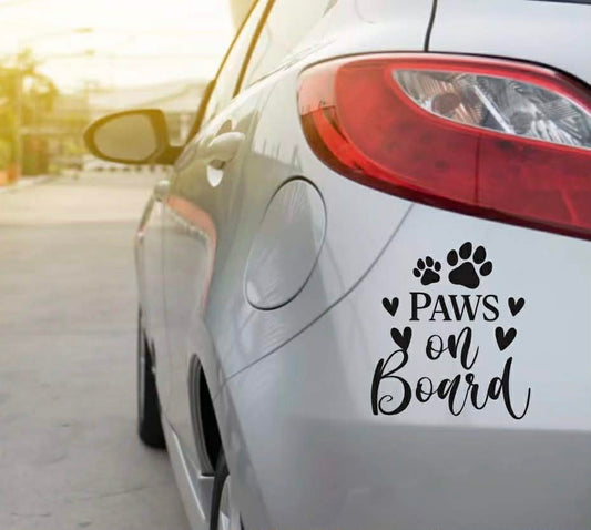 Paws On Board Vinyl Car Decal