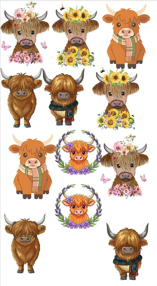Highland Cow Themed Sticker Set Up