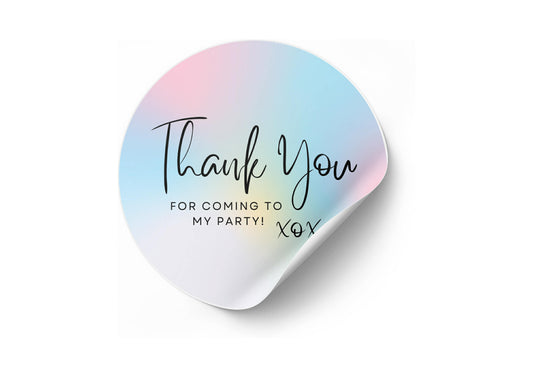 Thankyou For Coming To My Party Round Peel & Stick Stickers